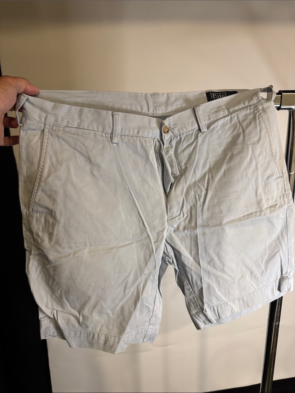 Polo by Ralph Lauren Light Gray Flat-Front Men’s Shorts
